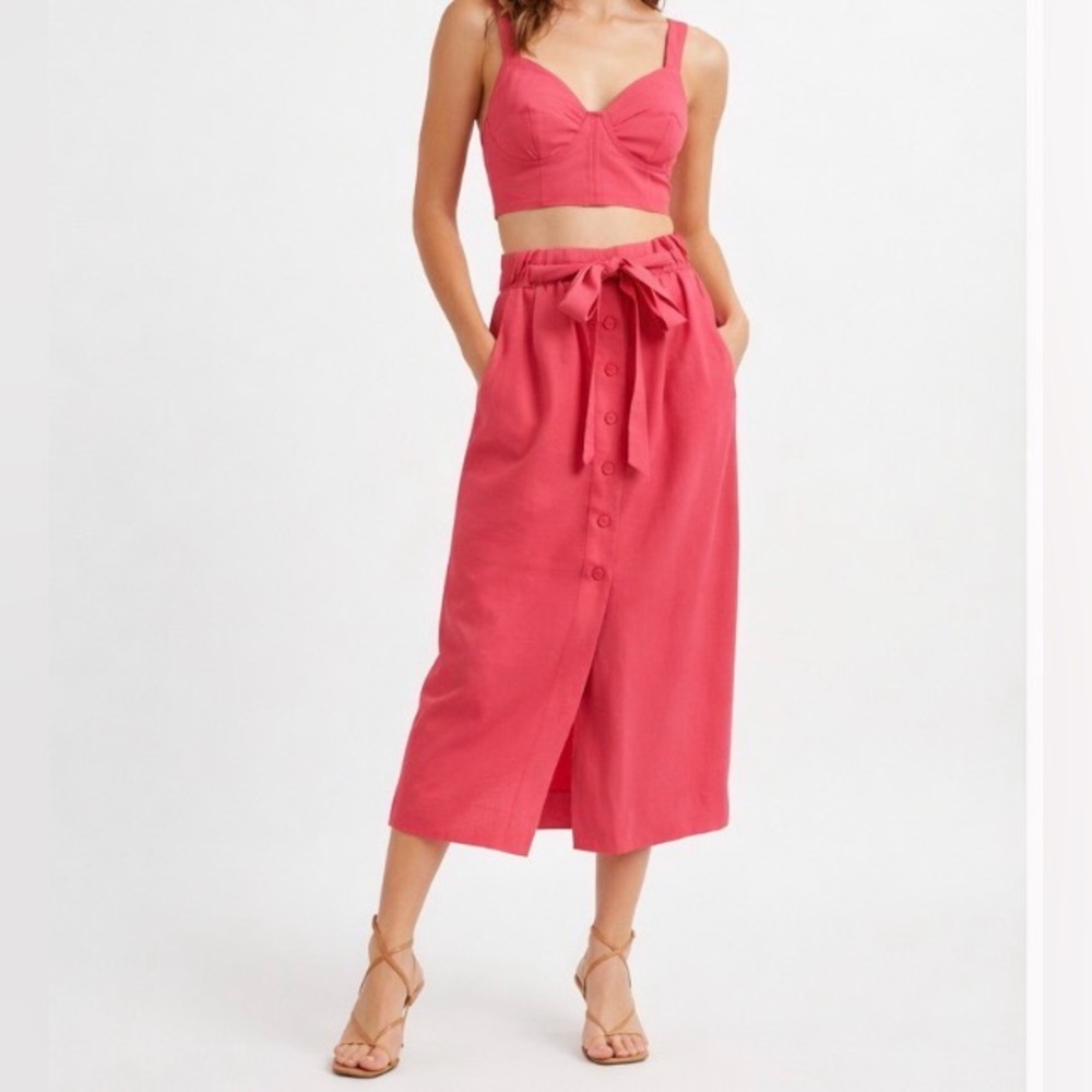 Sabina Musayev Isla Top Lucille Skirt Set Medium Midi Two Piece Hibiscus‎ Pink
